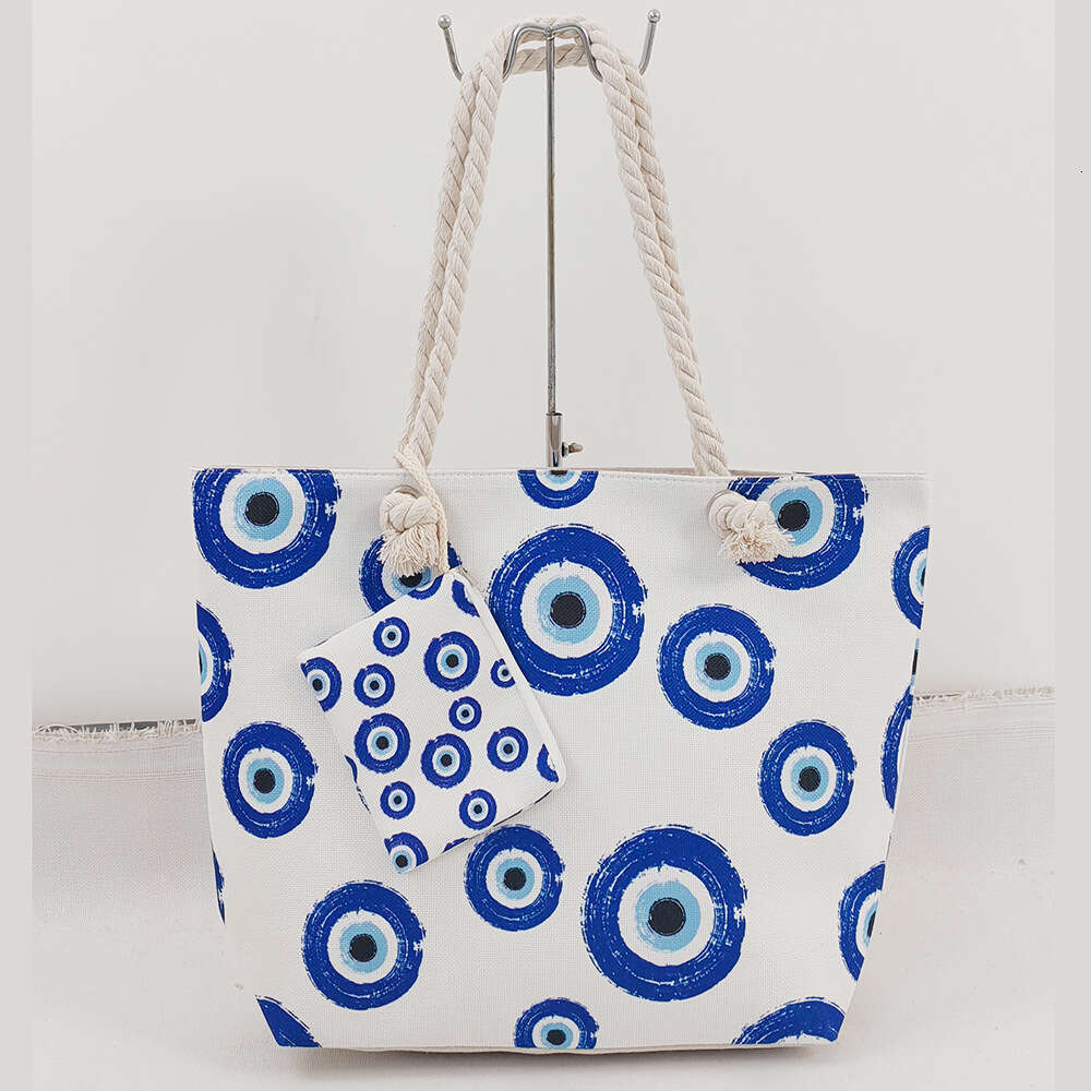 2024 New Hot-Selling Demon Eye Canvas Handbag Shoulder Travel Large Capacity Beach Bag