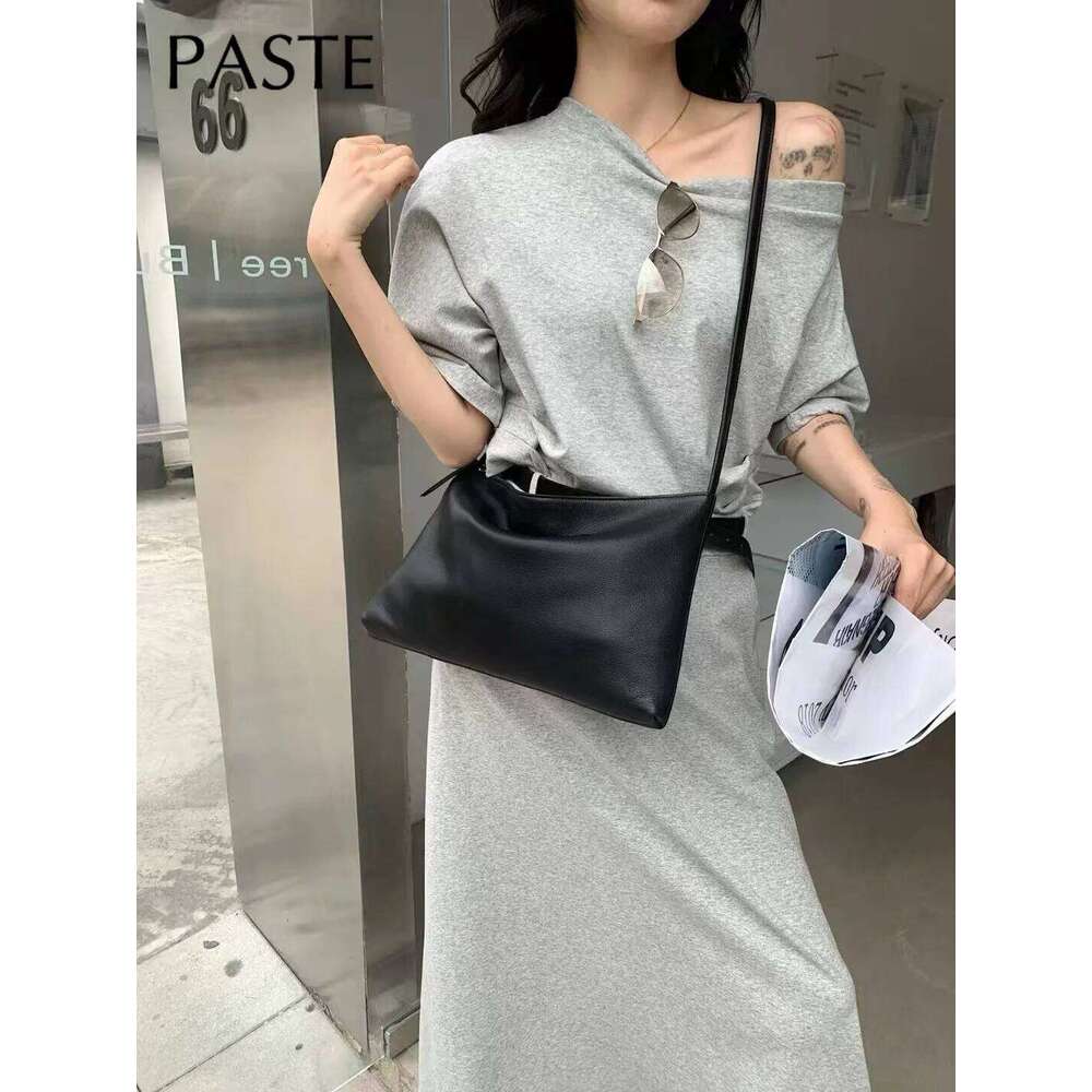 New All-match Lightsome Design Thin Armpit Shoulder Bag Yellow Pink Color Genuine Cow Leather Women's Handbag with String Beads
