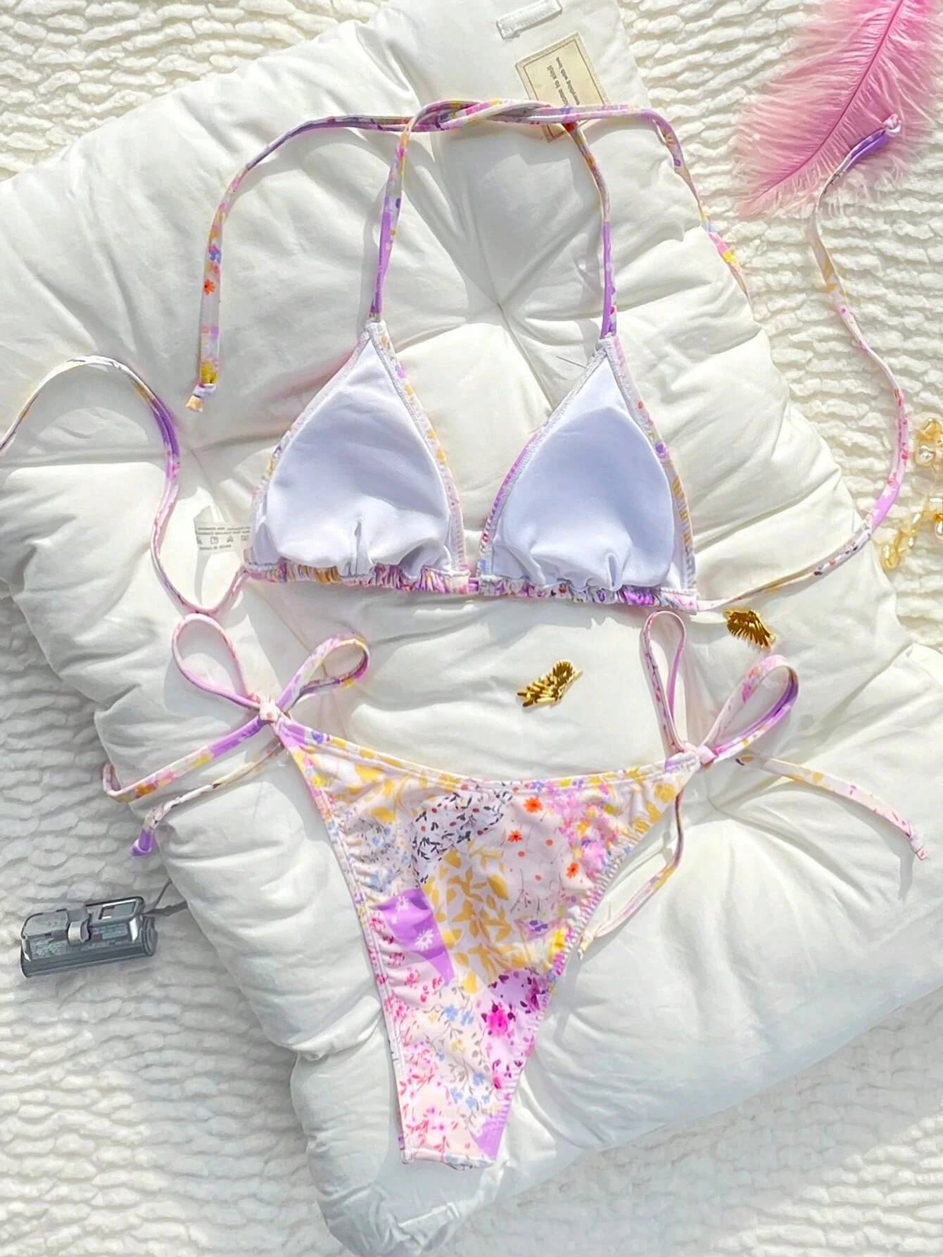 Dream bikini colorful split set halterneck can be fastened convenience suitable for girls princesses swimsuits youthful