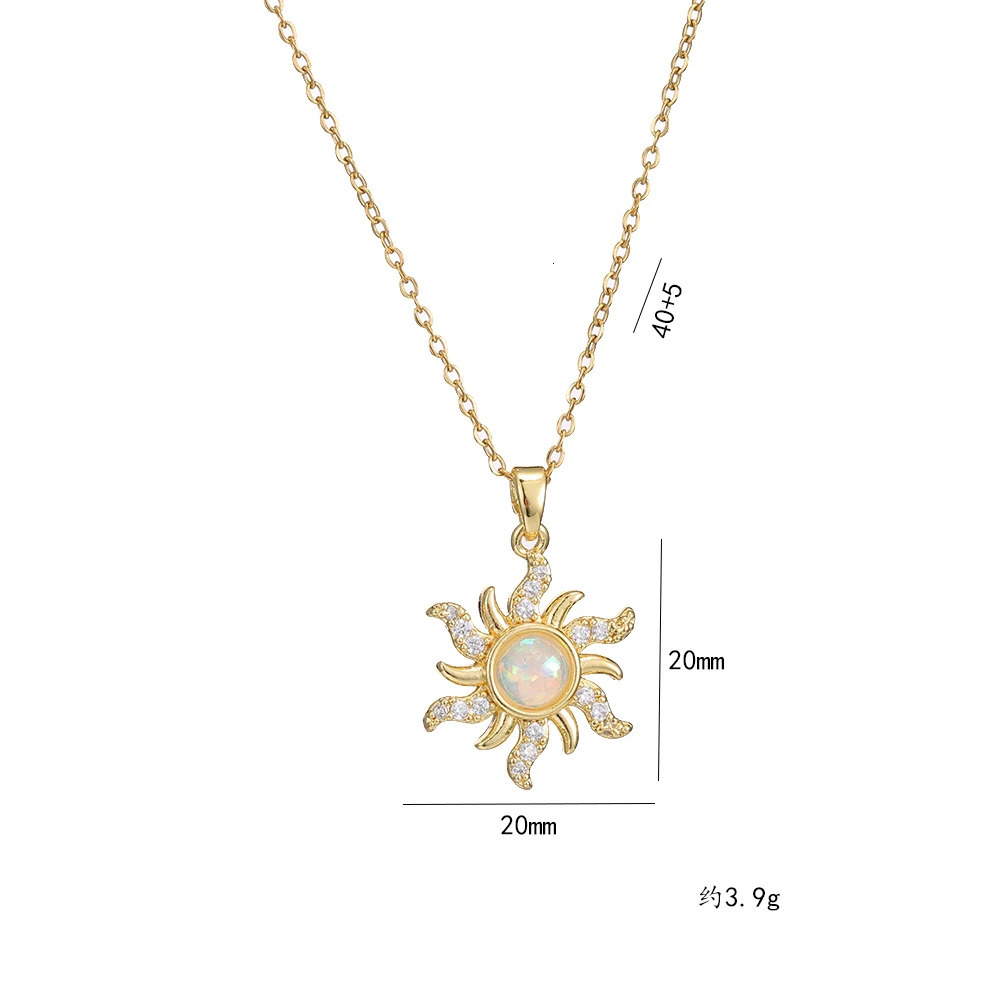 Colorful Zircon Sunflower Zircon Pendant Necklaces for Women Girls Stainless Steel Trendy Romantic Jewelry Accessories Gifts 250609