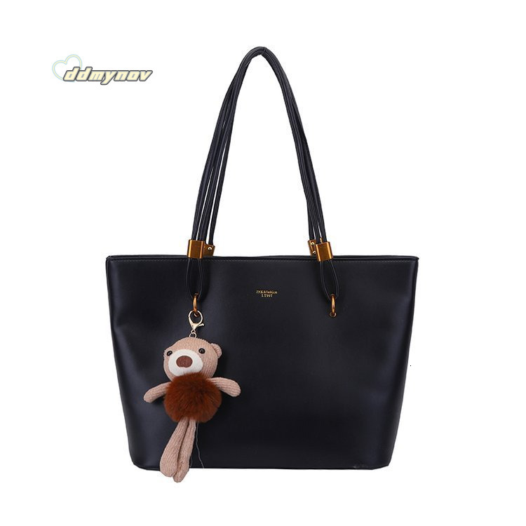 Large Capacity Simple Tote Women, Versatile Shoulder Bag for Commuting, PU Texture, Solid Color Casual Handbag ddmynov