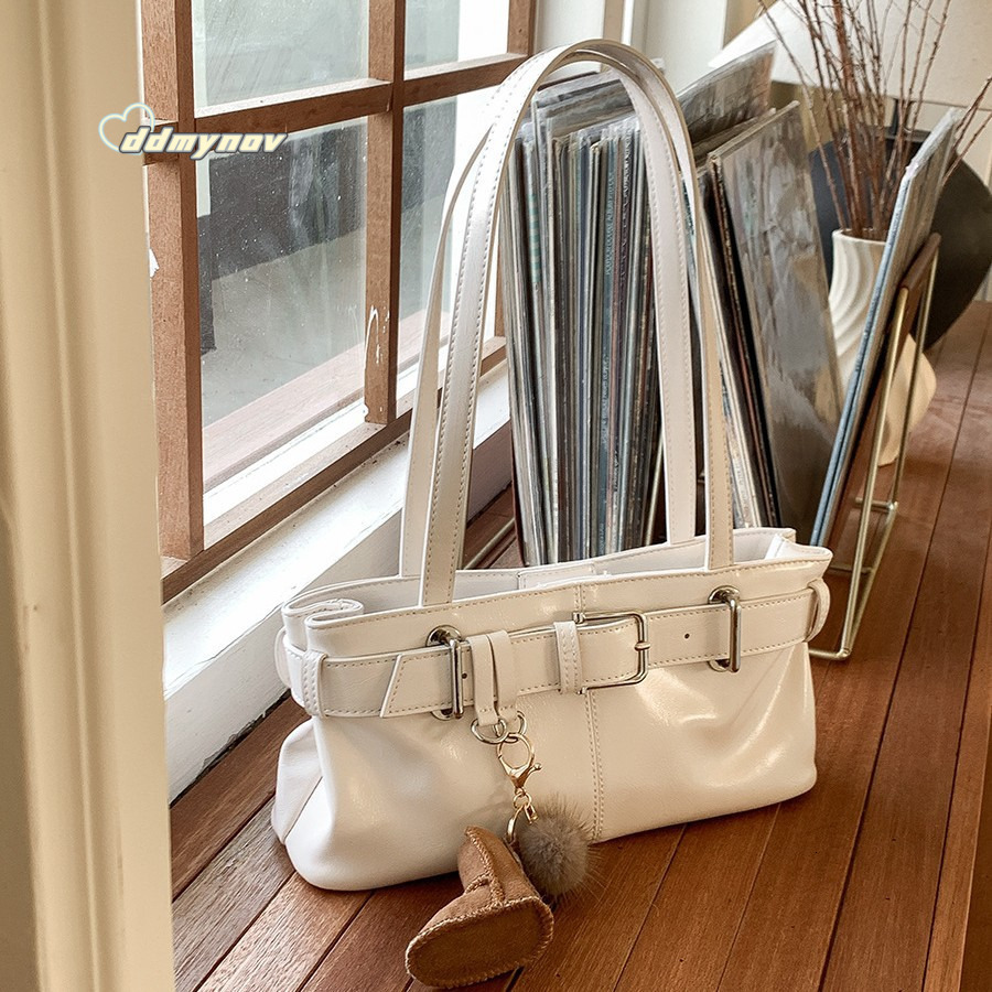 Korean Style New Women's Shoulder Unique Design Underarm High-end Sense Female Niche PU Fashion Handbag Small Square Bag ddmynov