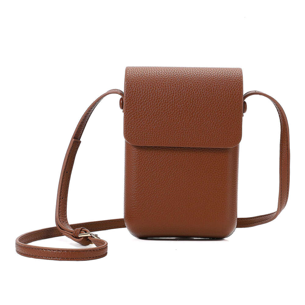 New Simple Girl Fashion Lychee Pattern Vertical Saddle Commuter Versatile Crossbody Women's Phone Bag