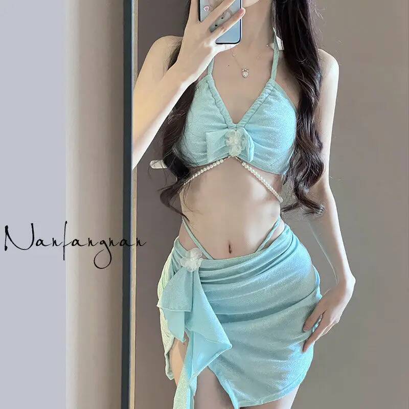 Split Women's Bikini Three Piece Set Niche Release Vacation Style Hot Spring Swimsuit Slimming