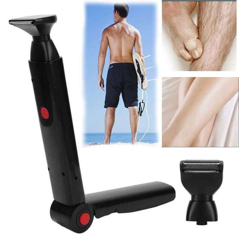 Electric Shaver 2 In 1 Facial Trimmer Razor Rechargeable Foldable Handle Back Hair Removal Men Body Groomer