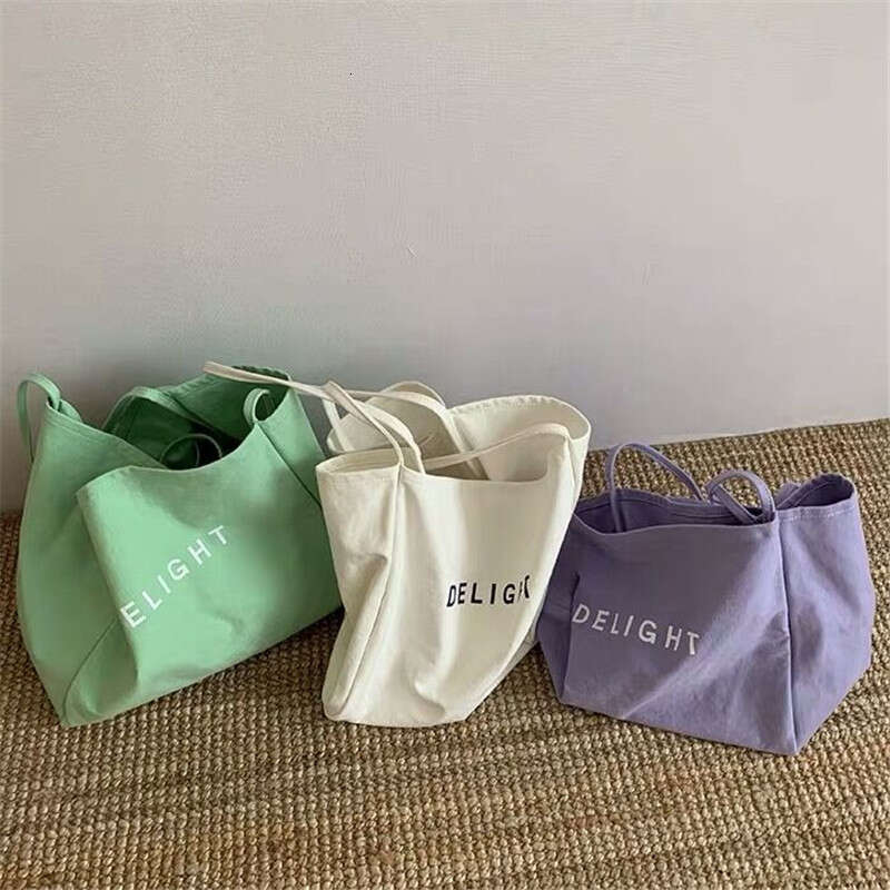 Lazy Style INS Korean Version Canvas for Women Large Capacity Fashion Tote 2020 New Printed Shoulder Shopping Bag