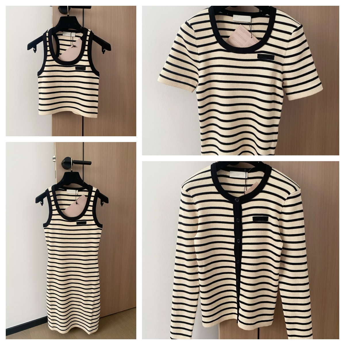Premium Quality Fashion Designer Stripe Top Vest Dress T-shirt Long Sleeve Cardigan for women men