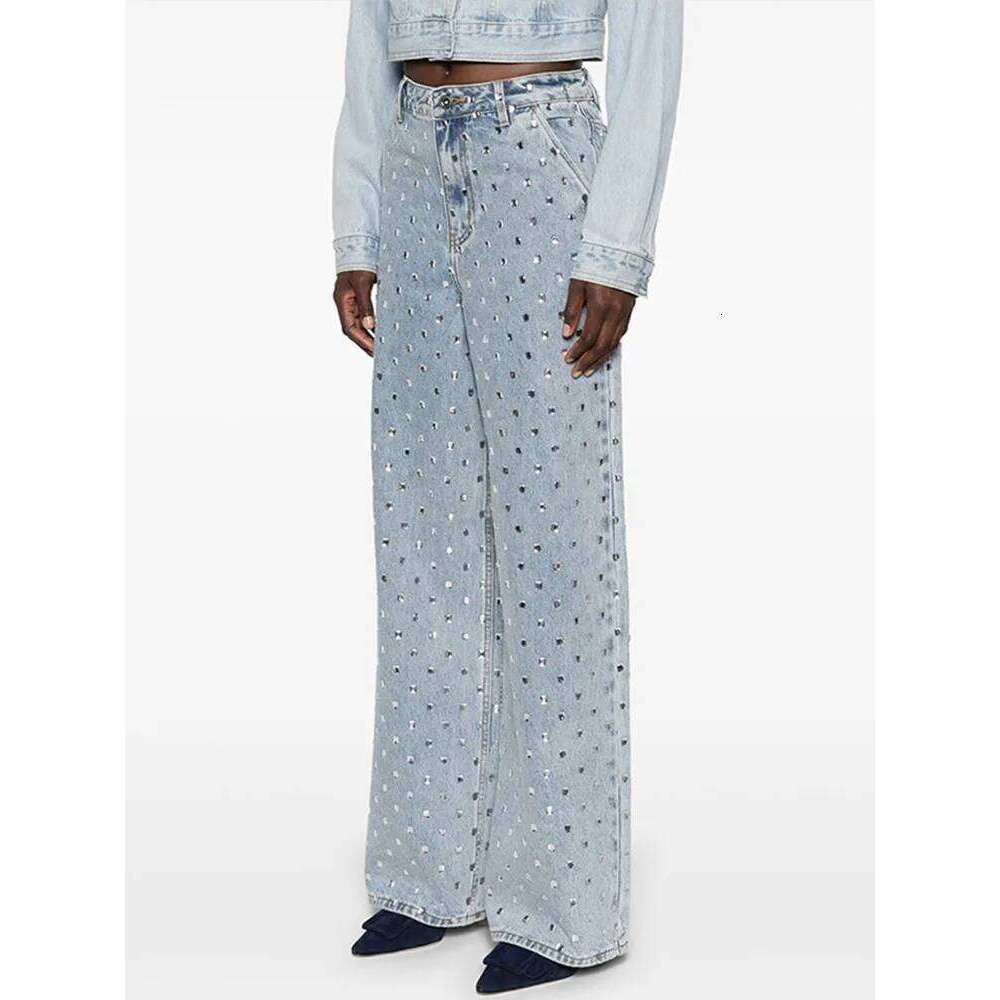 Elegant Women's Dias Baggy Pants High Waist Pocket Button Zippers Straight-Leg Jeans 2025 Spring Summer Female Y2k Trousers
