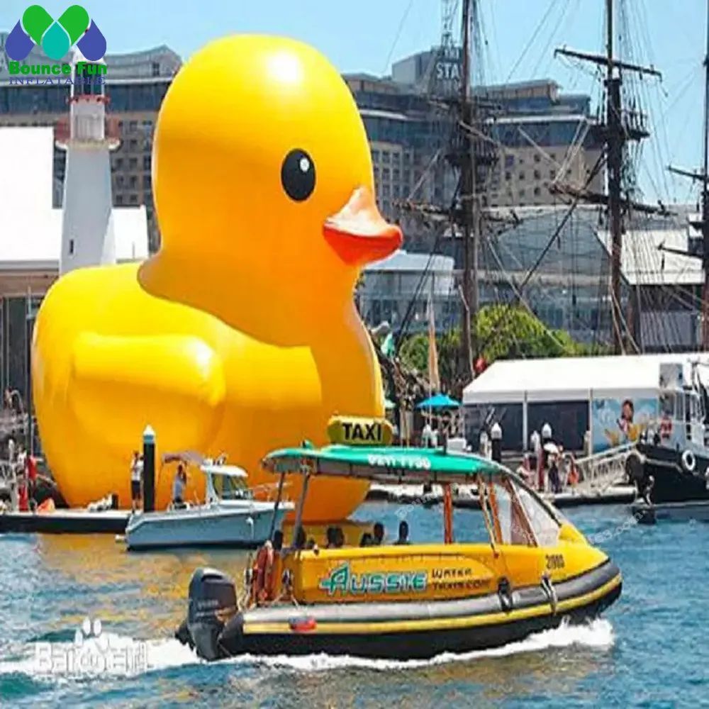 8m height (26ft) Giant Inflatable Yellow Duck Top Quality Water Used Big Floating Fixed Rubber Cartoon Toy For Promotion
