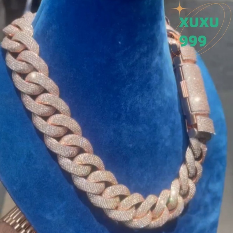 OACOCA Bulk Size 25MM S925 Solid Silver Iced Out Hip Hop Jewelry Moissanite Diamond VVS Cuban Link Chain