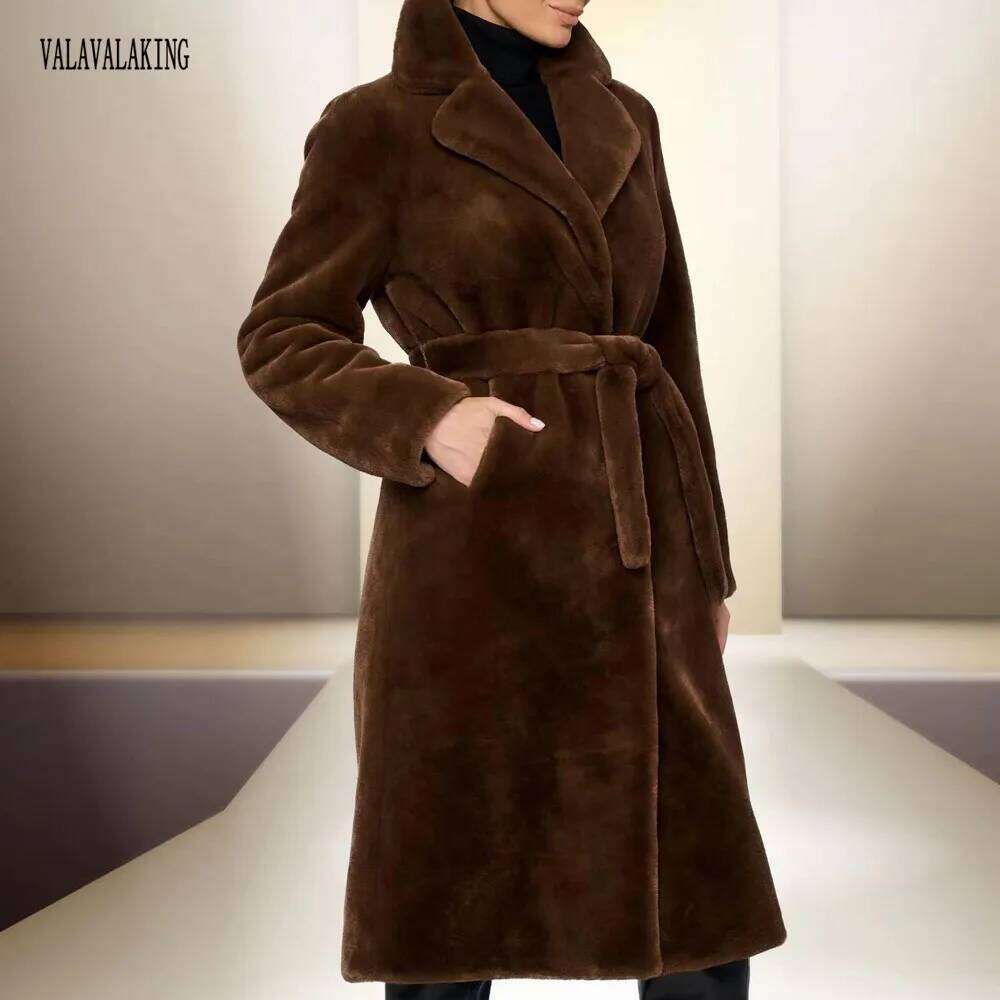 2025 Winter Plus Size Faux Fur Coat Women Elegant Long Sleeve Fluffy Cardigan Jacket Ladies Large Thick Warm Furry Outwear