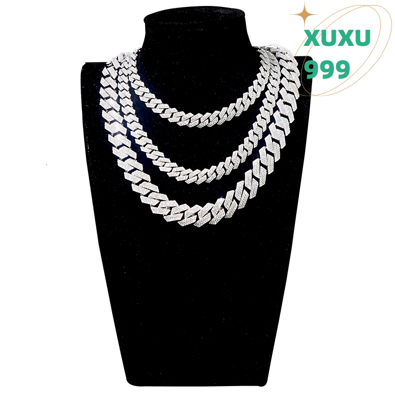 OACOCA Pure 925 Silver Jewelry Sterling Hip Hop Moissanite Diamond Iced Out Cuban Chain Necklace for Women