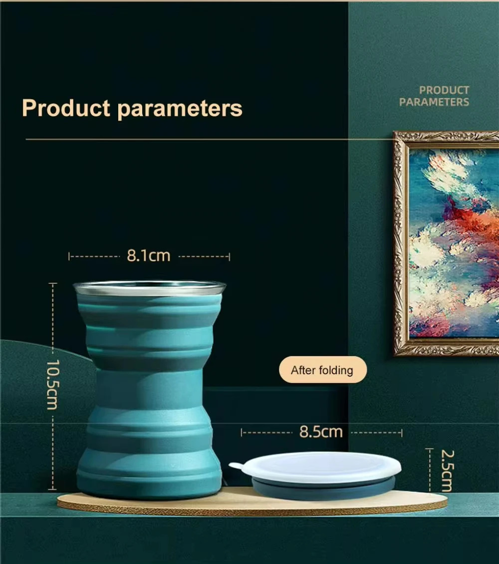 Portable Silicone Foldable Cup With Lanyard Heat Resistant Collapsible Cups Lid Folding Storage Travel Mug For Water coffe Z260202