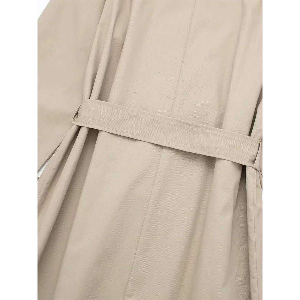 Willshela Women Fashion With Belt Solid Double Breasted Trench Vintage Lapel Neck Long Sleeves Female Chic Lady Outfits