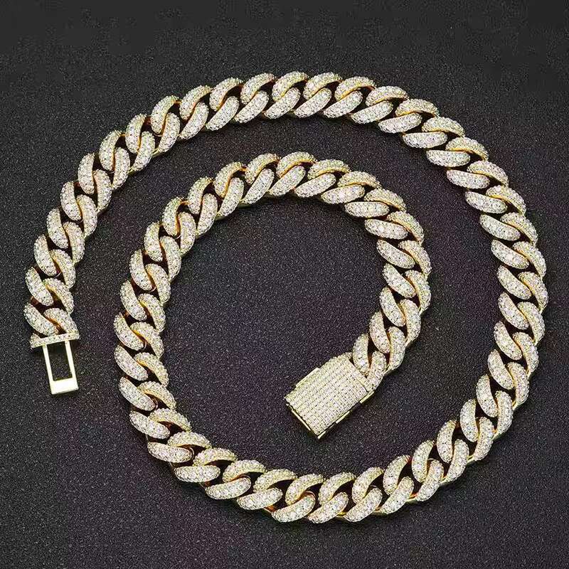 Hip-hop Necklace Fashion Personality Moissanite Mens Cuban Chain OACOCA