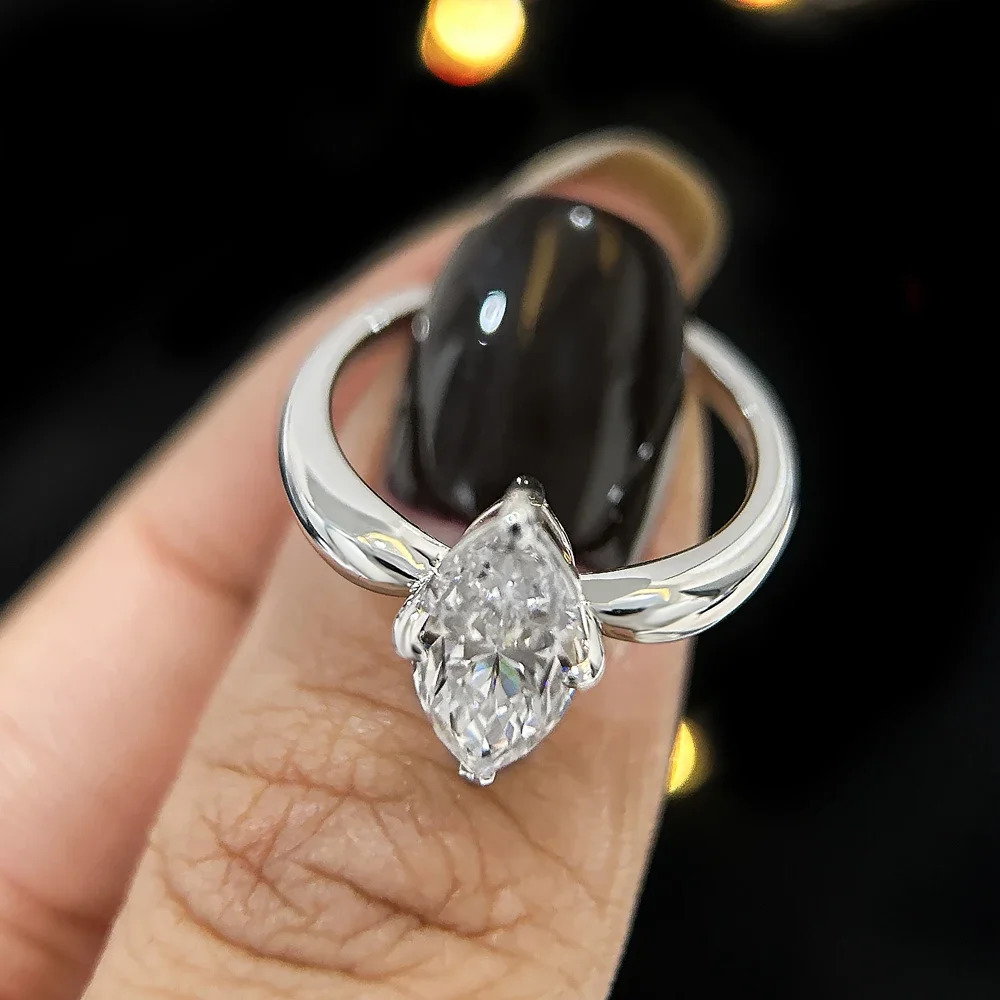 1/2/3CTMarquise Cut Engagement Rings For Women 925 Sterling Silver Solitaire Diamond Wedding Ring With Certificate 250610