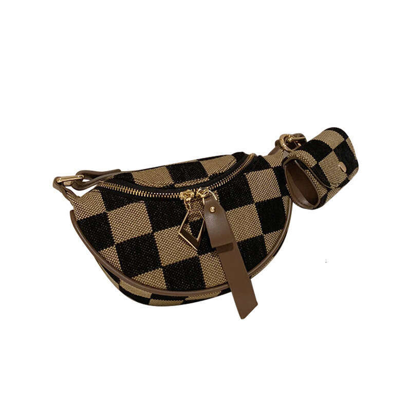 2025 New Checkerboard Single Shoulder Crossbody Fashion Color-Block Plaid Waist Elegant Commuter Chest Bag