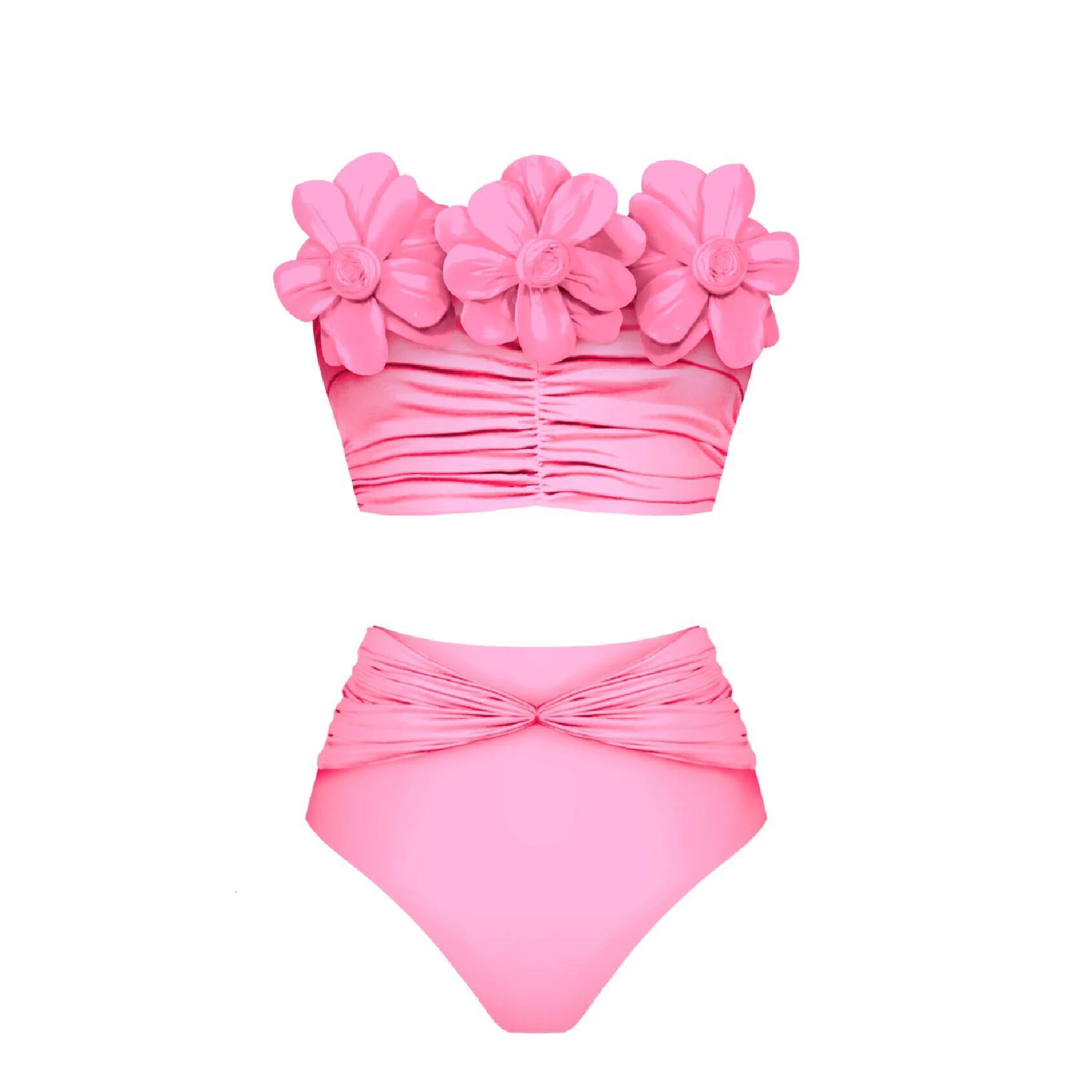 Black White Flower Bikini Set With Cover Up Woman Swimsuit Sexy Swimwear High Waist Biquini Pink Bathsuit Beach Outfit