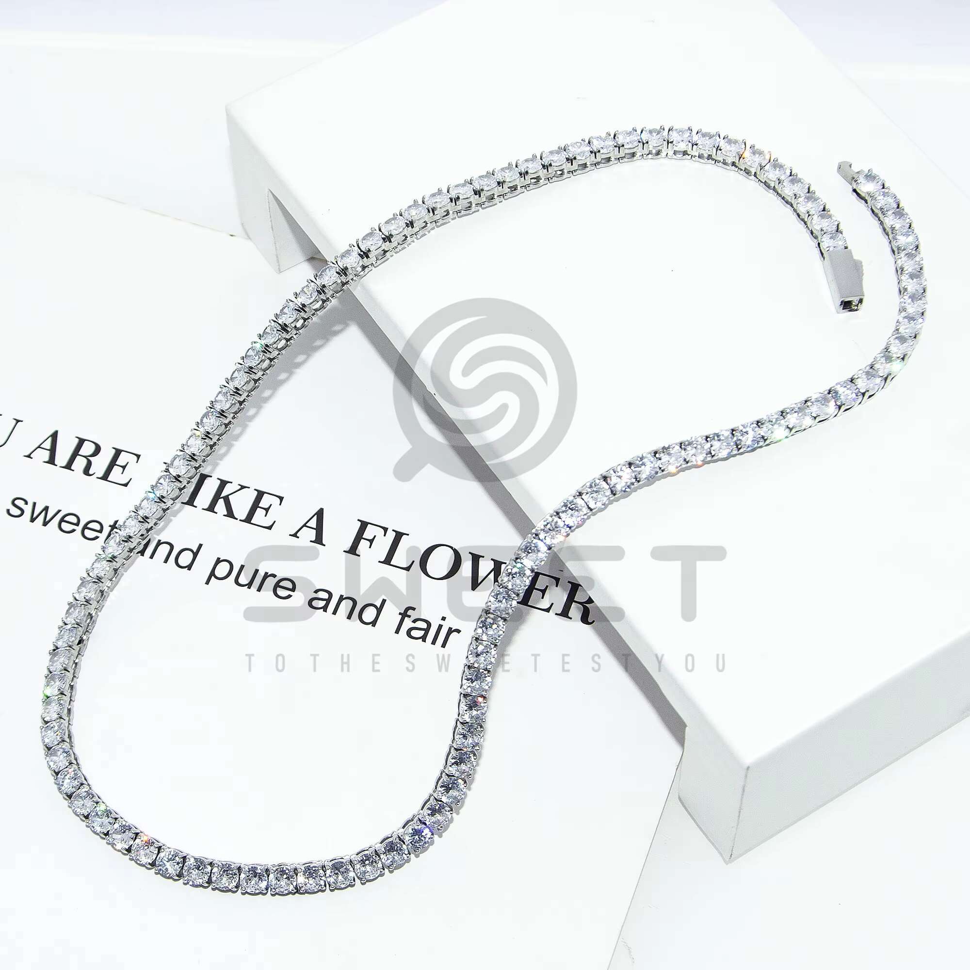 OACOCA 18k Stainless Steel Jewelry 3mm 4mm 5mm Moissanite Tennis Chain Necklace 316L Stainless Steel Tennis Necklace