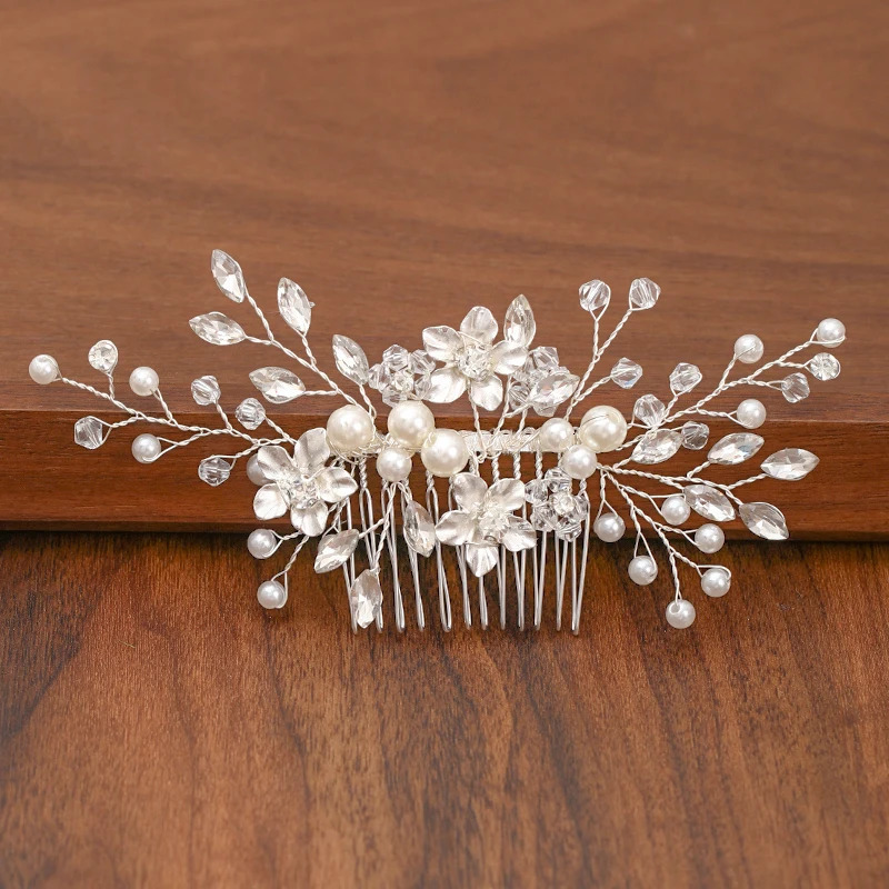 Silver Color Pearl Rhinestone Wedding Hair Combs Hair Accessories For Women Accessories Hair Ornaments Jewelry Bridal Headpiece 250610