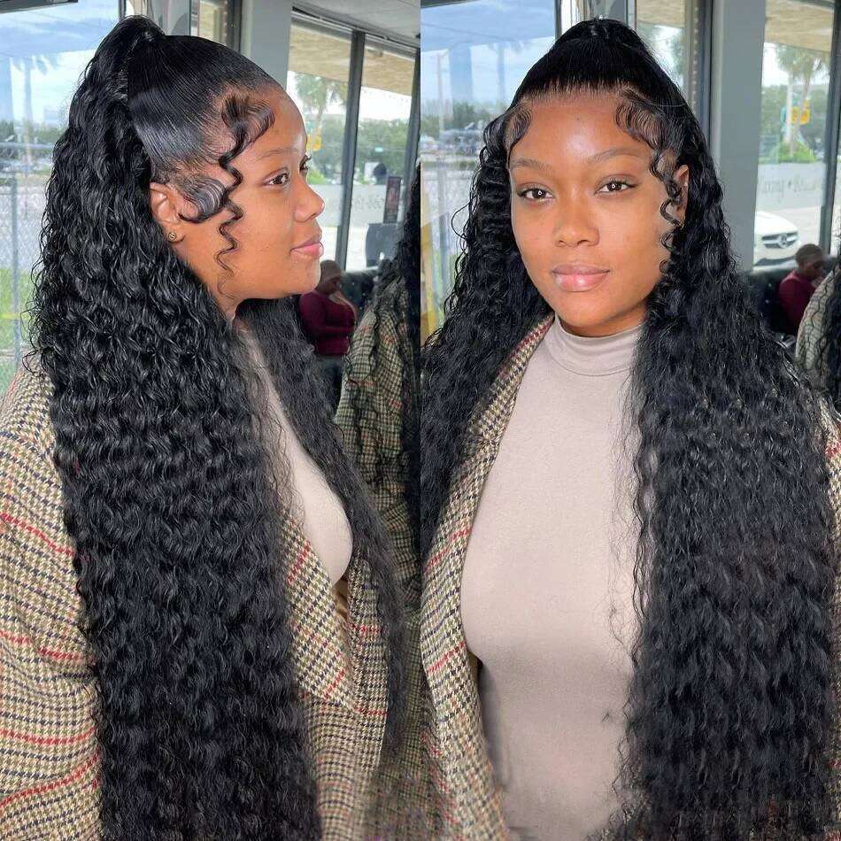 250% Water Deep Wave 13x6 HD Frontal Wig 100% 30 32 34 Inch Brazilian Curly Lace Front Human Hair Wigs on Sale