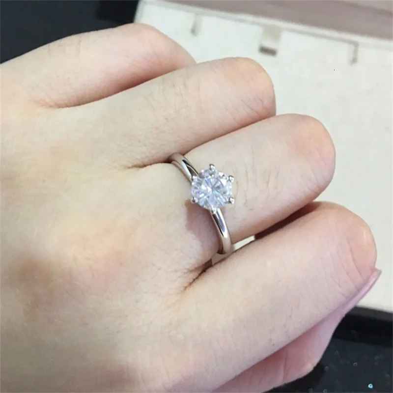 Real Solid 925 Silver Solitaire Rings Top 1 SONA Diamant Wedding Rings for Women Bride Gift Bijoux 250610