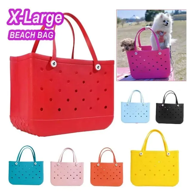 XL Eva Beach 2025 Bag Waterproof Extra Large Tote Bag Beach Basket Wen Picnic Handbag 48cm XL Tote Bag Rubber shopping Bags 0301