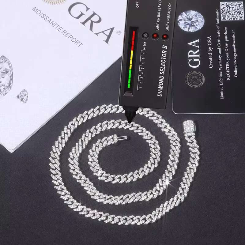 OACOCA High Quality 6mm 925 Silver Necklace Cuban Chain Men Moissanite Necklace For Men Hip Hop Jewelry Gift