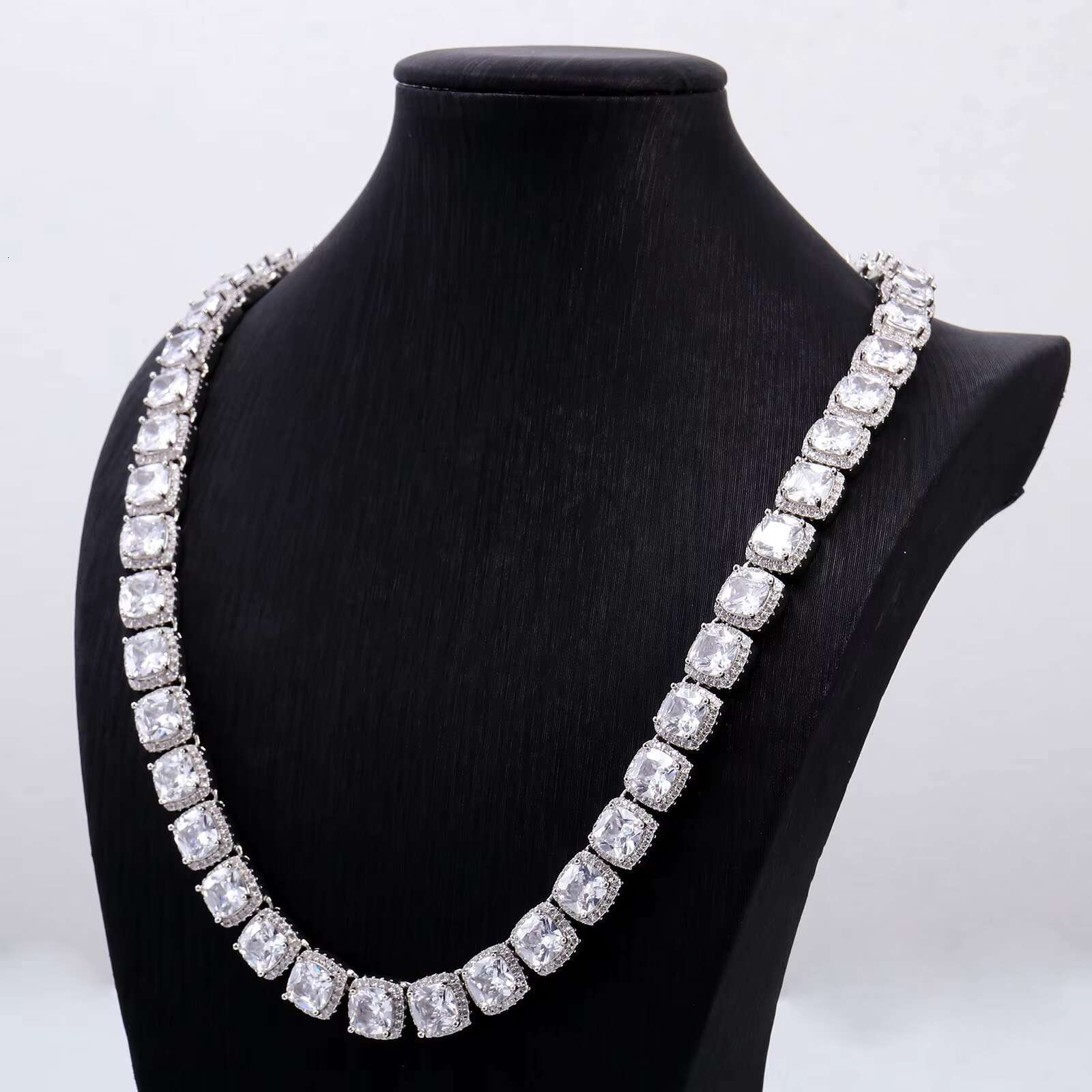 OACOCA 8mm Silver Gold Color Fashion Hip Hop Necklace Moissanite Chains Iced Out Tennis Link Chain Hip Hop for Men