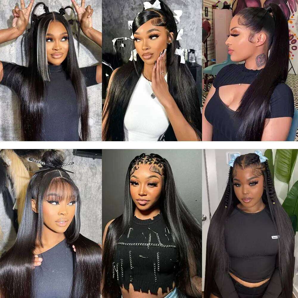 180% Density Straight 360 Full Frontal HD Lace Front Wigs Human Hair
