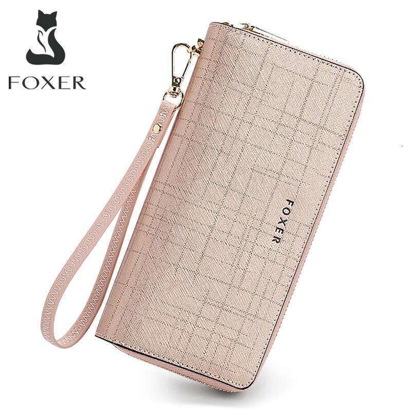 FOXER Spilt Leather Women's Long Wallet 2025 New Trendy Fashion Zipper Phone Bag Large Capacity Clutch Purse Gift For Mom,Lover