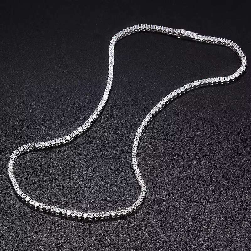 OACOCA GRA Certificate 2.5MM VVS1 D Color White Gold Plated Moissanite Choker 925 Sterling Silver Moissanite Tennis Necklace