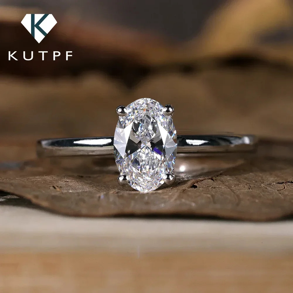 GRA Certified 1/2/3 Oval Cut Solitaire Diamond Ring 925 Sterling Silver Engagement Wedding Rings for Women 250610