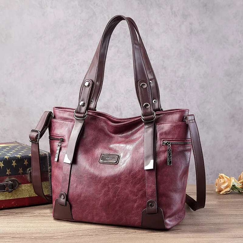 Vintage Women's Tote 2025 New PU Leather Shoulder Bag Large Capacity Handbags Retro Style Crossbody Bags For Women