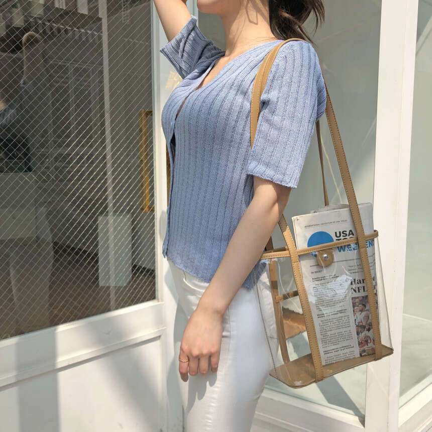 Korean Style PVC Transparent for Women 2020 Summer New Fashion Simple Jelly Bag Large Capacity Ins Shoulder Handbag
