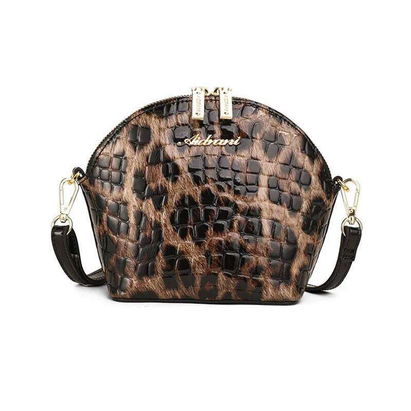 Leather Shell Fashionable And Versatile Single Shoulder Crossbody Bag, leopard Print Women's Bag