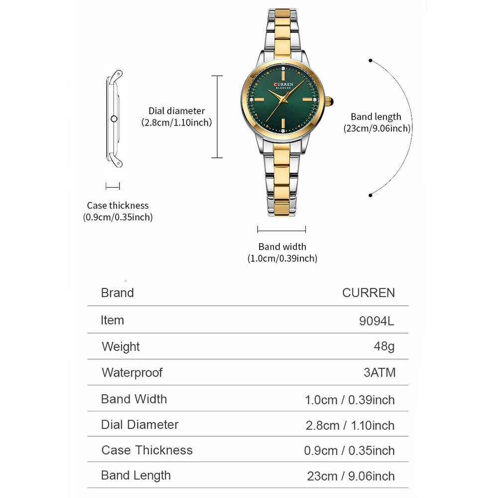 CURREN Simple Round Dial Fashion Dress Quartz Watches for Ladies with Stainless Steel Bracelet Wristwatches 250606