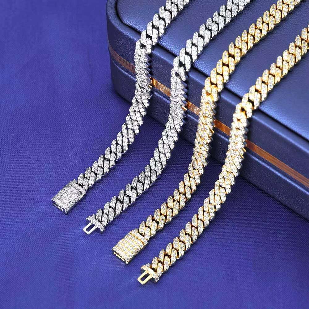 OACOCA Hight Quality 6MM VVS Moissanite Cuban Link Men Hip Hop Jewelry White Gold 925 Silver Cuban Chain Necklace for Women Gift