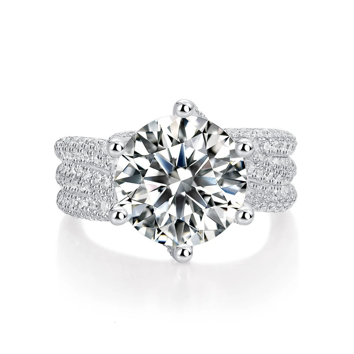 5CT Engagement Ring S925 Silver with Round Brilliant Cut Stones and Claw Setting - Wedding or Proposal Jewelry 250610