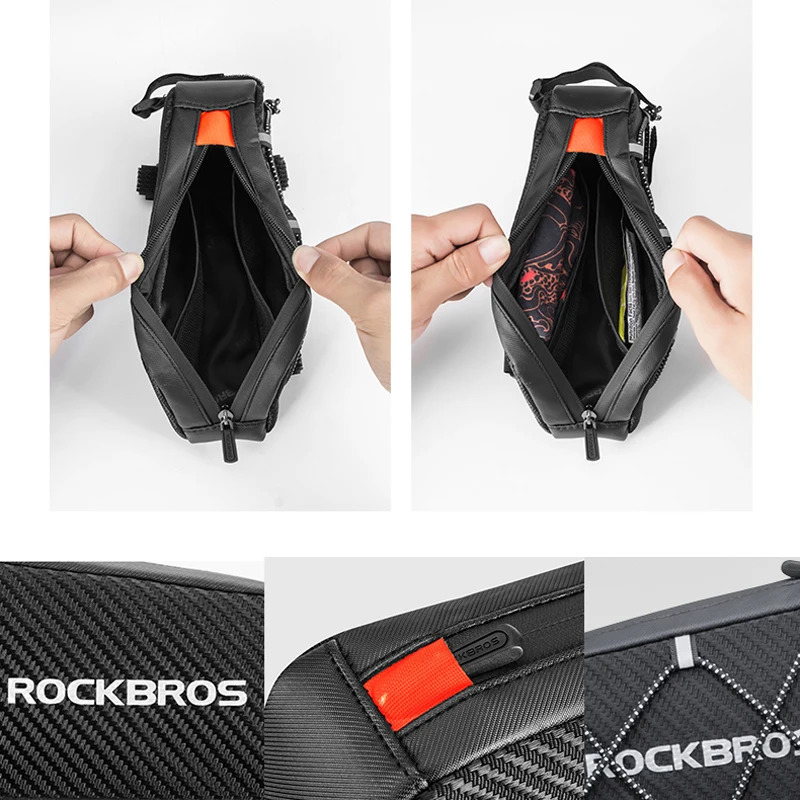 ROCKBROS Front Bike Bags Reflective Frame Tube Cycling Bag Large Capacity Fietstassen Ultralight Bicycle Bags Cycling Pannier 250610