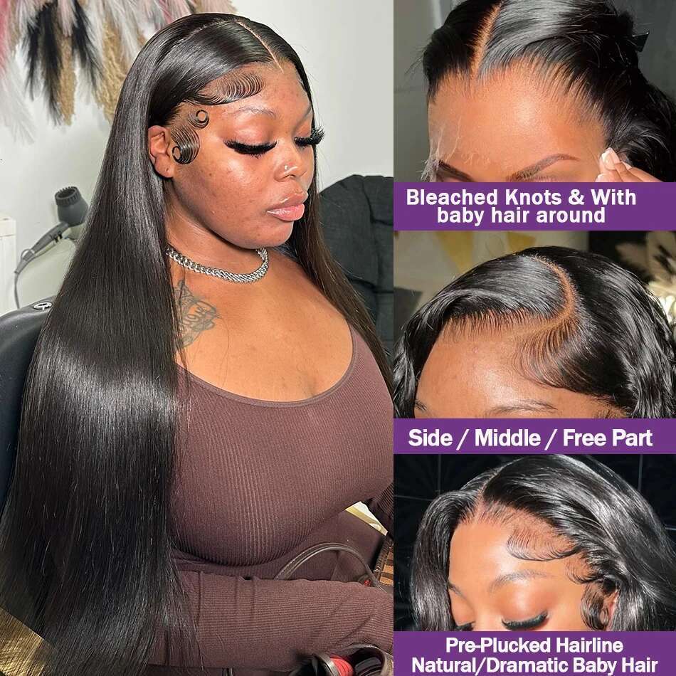 30 40 42 Inch Bone Straight 13x6 Frontal 13x4 Hd Human Hair Front Wig Brazilian 4x4 360 Pre Plucked Lace Wigs