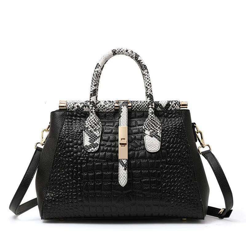 Fashion 2025 New Genuine Leather Shoulder Handbag High-Quality Crocodile Pattern Large Capacity Crossbody Bag 2025/06/10 2025/06/10
