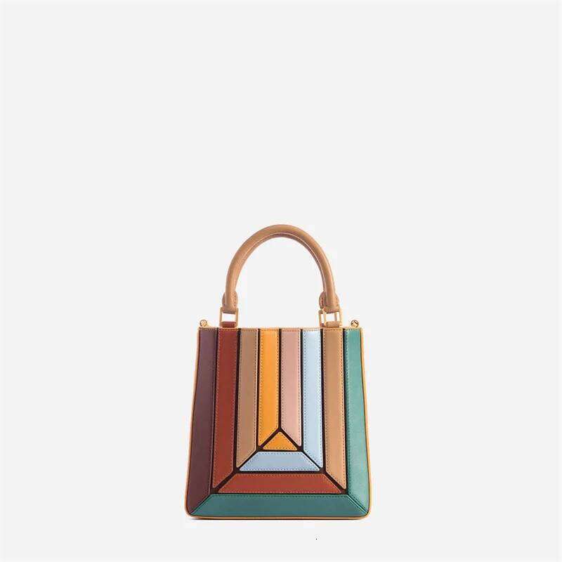 2025 New Turkey Designer Women Shoulder Square Vintage Y2k Splicing Small Handbag Aron Multi-Color Geometric Crossbody Bag