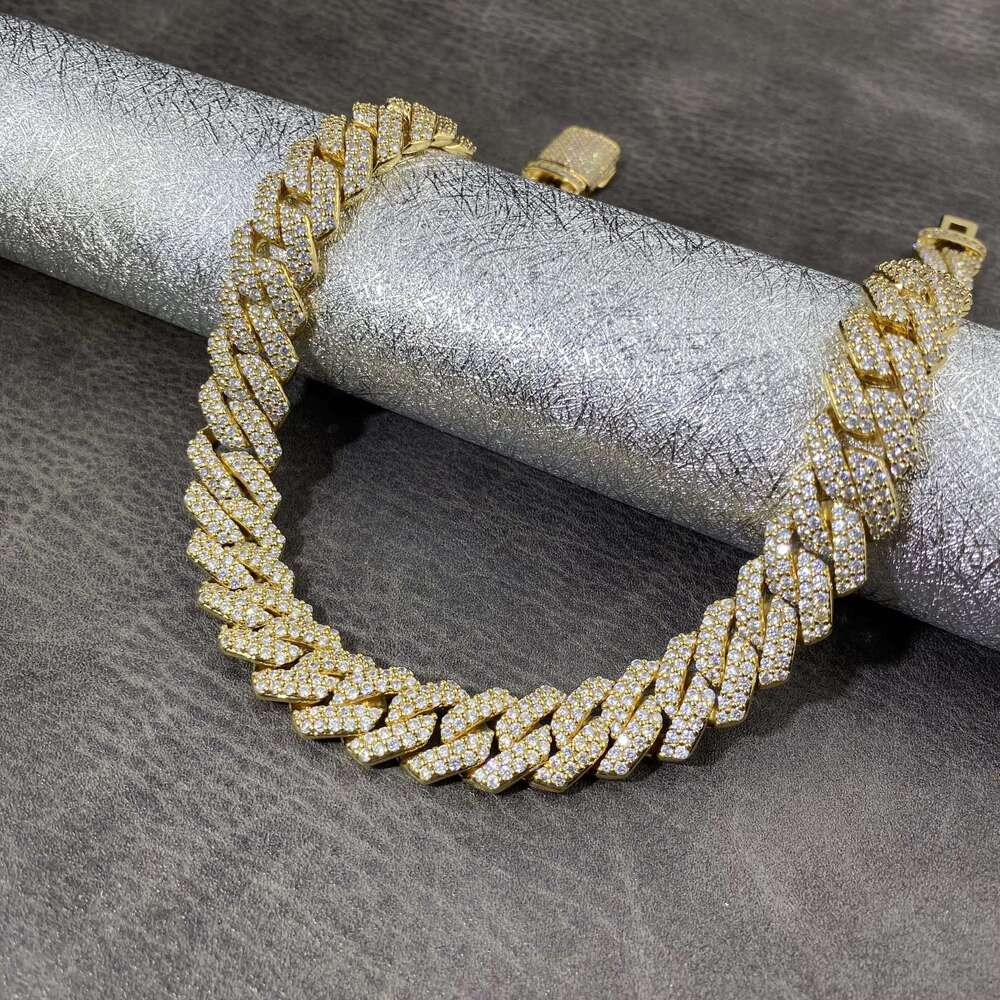OACOCA Diamond Tester GRA Moissanite Luxury Rapper Hip Hop 925 Silver 14mm Cuban Link Chain Bracelet Custom Hip Hop Fine Jewelry