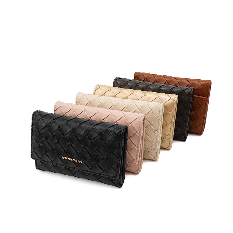 Free Shipping 2025 New Designer Bag Exquisite High-end Women's Wallet Woven Pattern Multifunctional Large Capacity Coin Bag Exquisite Practical C