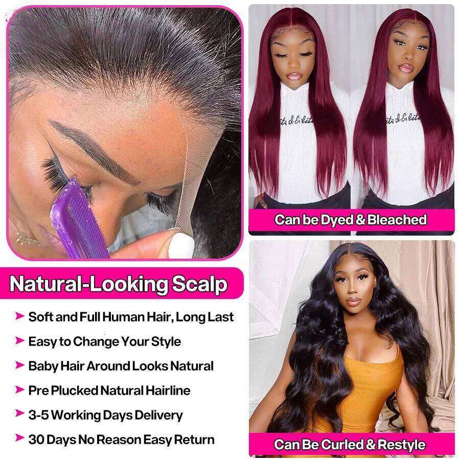 13x4 13x6 Straight Front HD Transparent Brazilian Human Hair Wigs For Women 360 Lace Frontal 5x5 Closure Wig