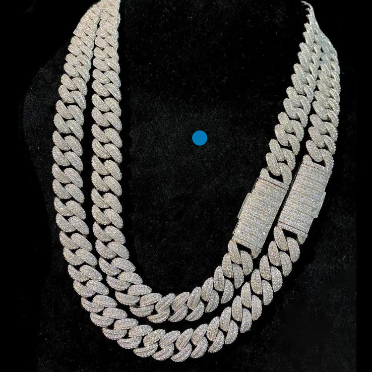 OACOCA VVS Moissanite Diamond Hip-hop Chain 925 Sterling Silver Cuban Link Chain Hip Hop Bling Iced Out Vvs Moissanite Diamond Chain
