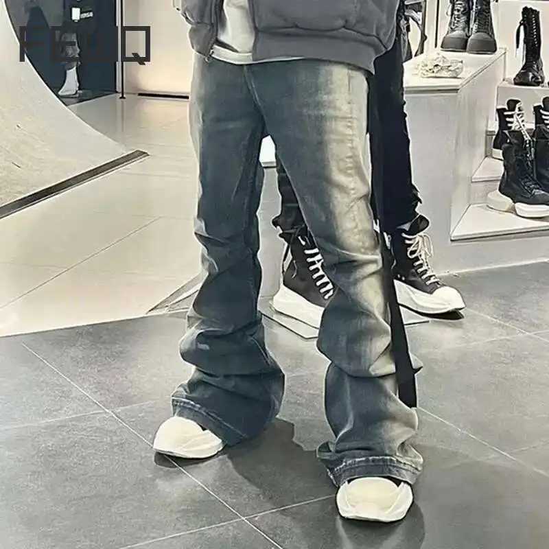 FEWQ Niche Men Jeans Wash Gradient Floor Mop Casual Trend 2025 Vintage New Korean Fashion Flared Pants High Street 24X1639 M250610