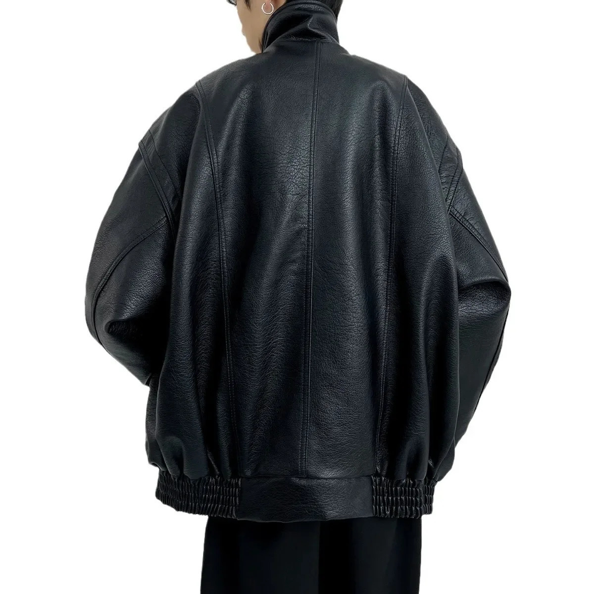 Vintage Motorcycle Leather Jacket For Men American Style PU Leather Thickened Cropped Spring Autumn High-End Feel Trendy B 250610