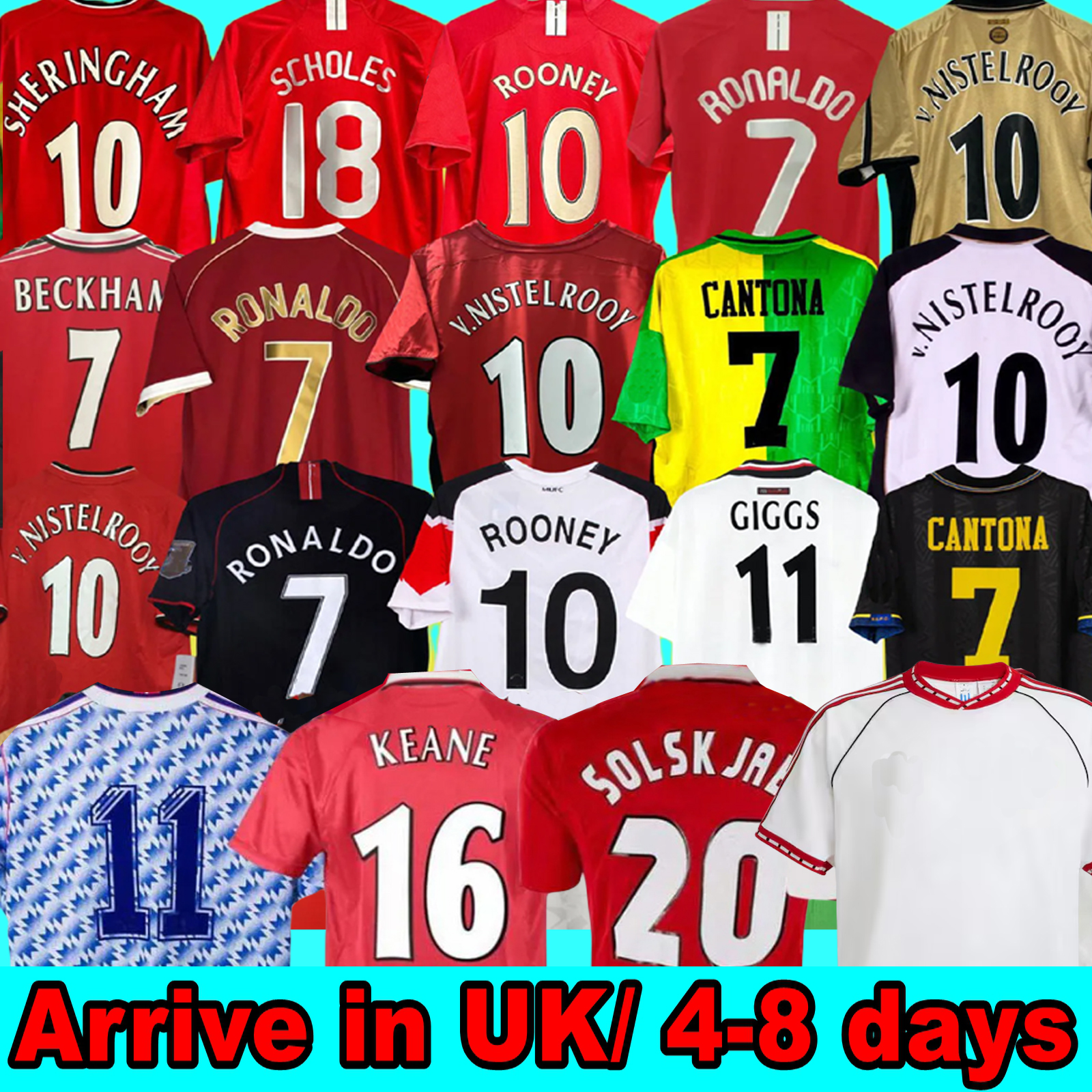 92 93 CANTONA GIGGS KEANE Mens RETRO Long Sleeve Soccer Jerseys 1998 1999 SOLSKJAER SCHOLES RONALDO FERDINAND ROONEY CHICHARITO